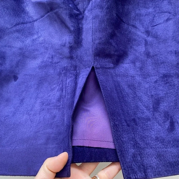 VINTAGE - Royal Purple Danier Leather Suede High Waisted Skirt - Picture 7 of 7